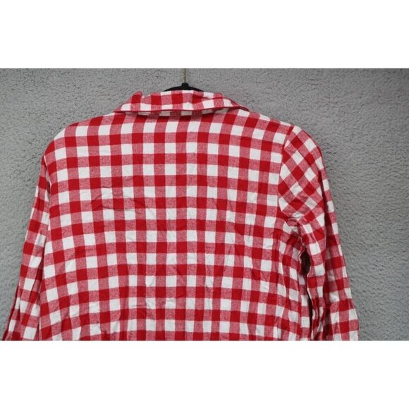 Land's End Red & White Check Long Pajama Gown-Size S/T-Pockets - Picture 7 of 7